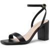 DREAM PAIRS Women’s Chunky Heels Square Open Toe Ankle Buckle Strappy Block Heeled Sandals for Party Wedding Daily(Black-pu)