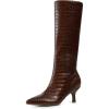 DREAM PAIRS Women’s Knee High Kitten Heel Boots Sexy Pointed Toe Fashion Long Tall Boots(Brown-croco)