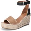 DREAM PAIRS Women’s Wedge Sandals Open Toe Espadrilles Sandals Comfortable Dressy Ankle Strap Platform Sandals Suitable for Work Beach Summer Shoes(Black/Brown)