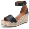 DREAM PAIRS Women’s Wedge Sandals Open Toe Espadrilles Sandals Comfortable Dressy Ankle Strap Platform Sandals Suitable for Work Beach Summer Shoes(Black)