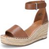 DREAM PAIRS Women’s Wedge Sandals Open Toe Espadrilles Sandals Comfortable Dressy Ankle Strap Platform Sandals Suitable for Work Beach Summer Shoes(Brown)