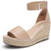 DREAM PAIRS Women’s Wedge Sandals Open Toe Espadrilles Sandals Comfortable Dressy Ankle Strap Platform Sandals Suitable for Work Beach Summer Shoes(Nude)
