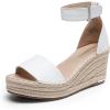 DREAM PAIRS Women’s Wedge Sandals Open Toe Espadrilles Sandals Comfortable Dressy Ankle Strap Platform Sandals Suitable for Work Beach Summer Shoes(White)