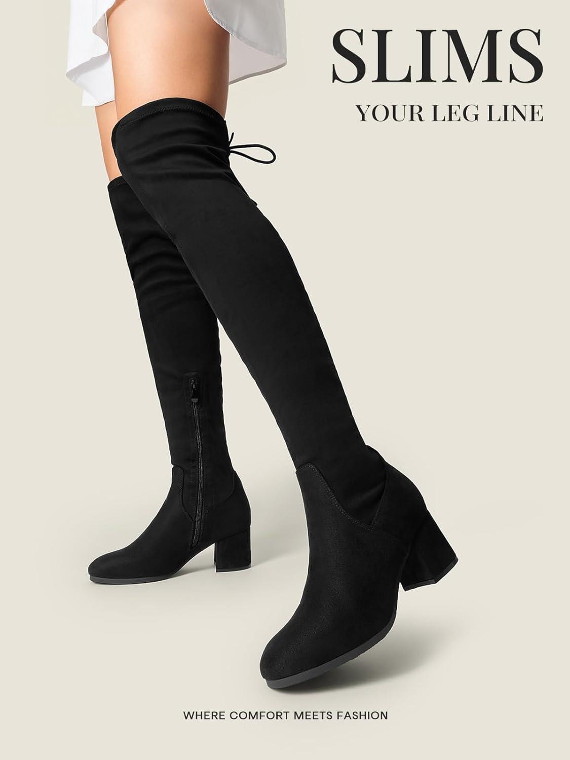 imageDREAM PAIRS Womens Laurence Over The Knee Thigh High Chunky Heel Boots Long Stretch Sexy Fall BootsBlack
