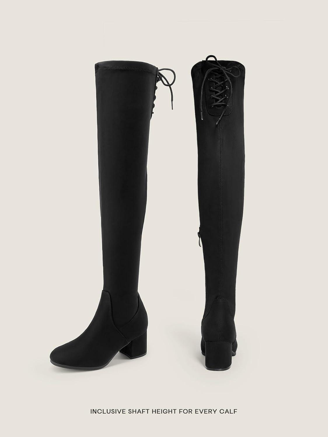 imageDREAM PAIRS Womens Laurence Over The Knee Thigh High Chunky Heel Boots Long Stretch Sexy Fall BootsBlack