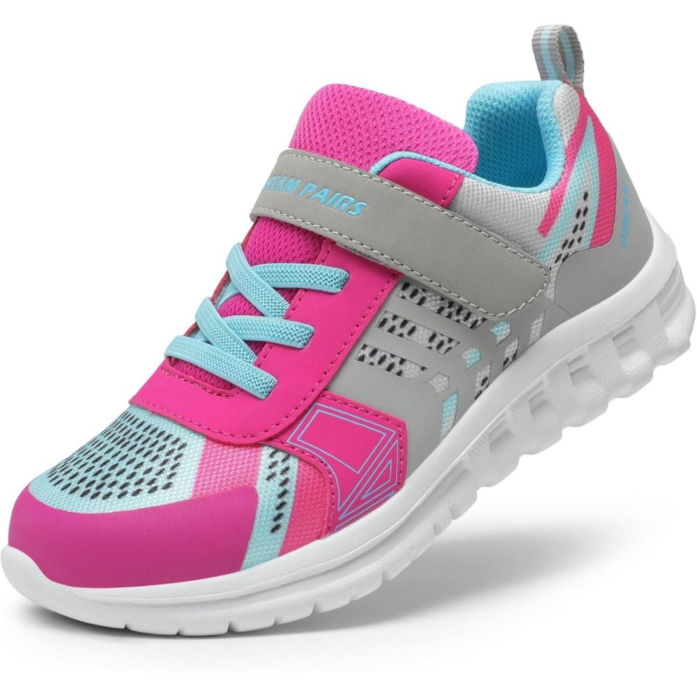 imageDREAM PAIRS Girls Boys Shoes Kids Tennis EZOns Quicksteps School Sneakers Breathable Running Athletic ShoesGreyFuchsiaBlue