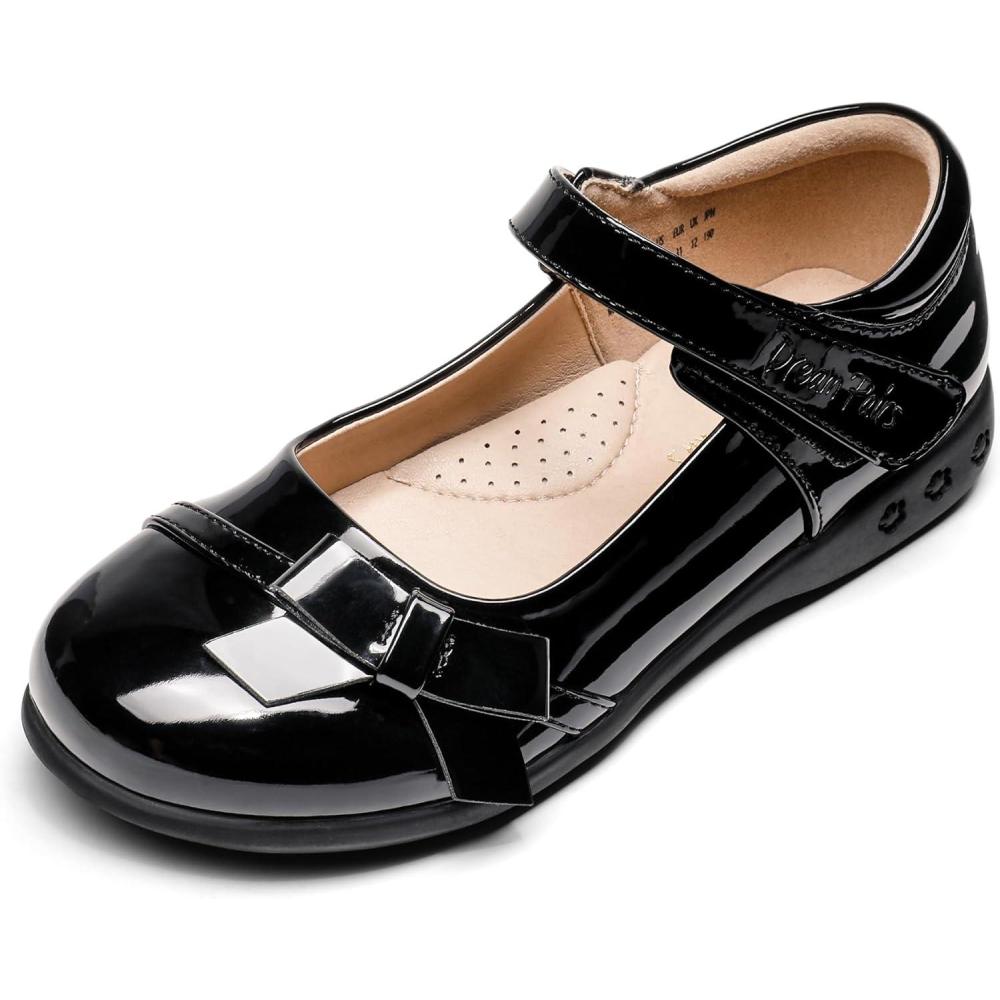 imageDREAM PAIRS Girls School Uniform Shoes Mary Jane Dress FlatsLittle KidBig KidBlackPat