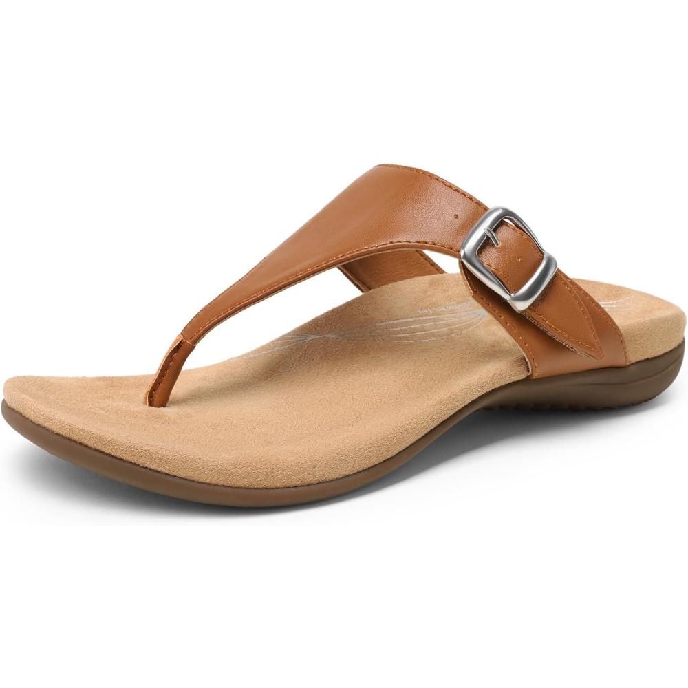 imageDREAM PAIRS Orthotic Thong Sandals for Women Arch Support Flip Flops Comfortable Lightweight Slip On Sandals for Walking Casual Summer Everyday WearBrown