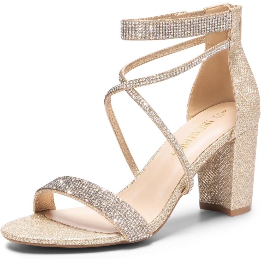 imageDREAM PAIRS Womens ChunkleAll Goldglitter