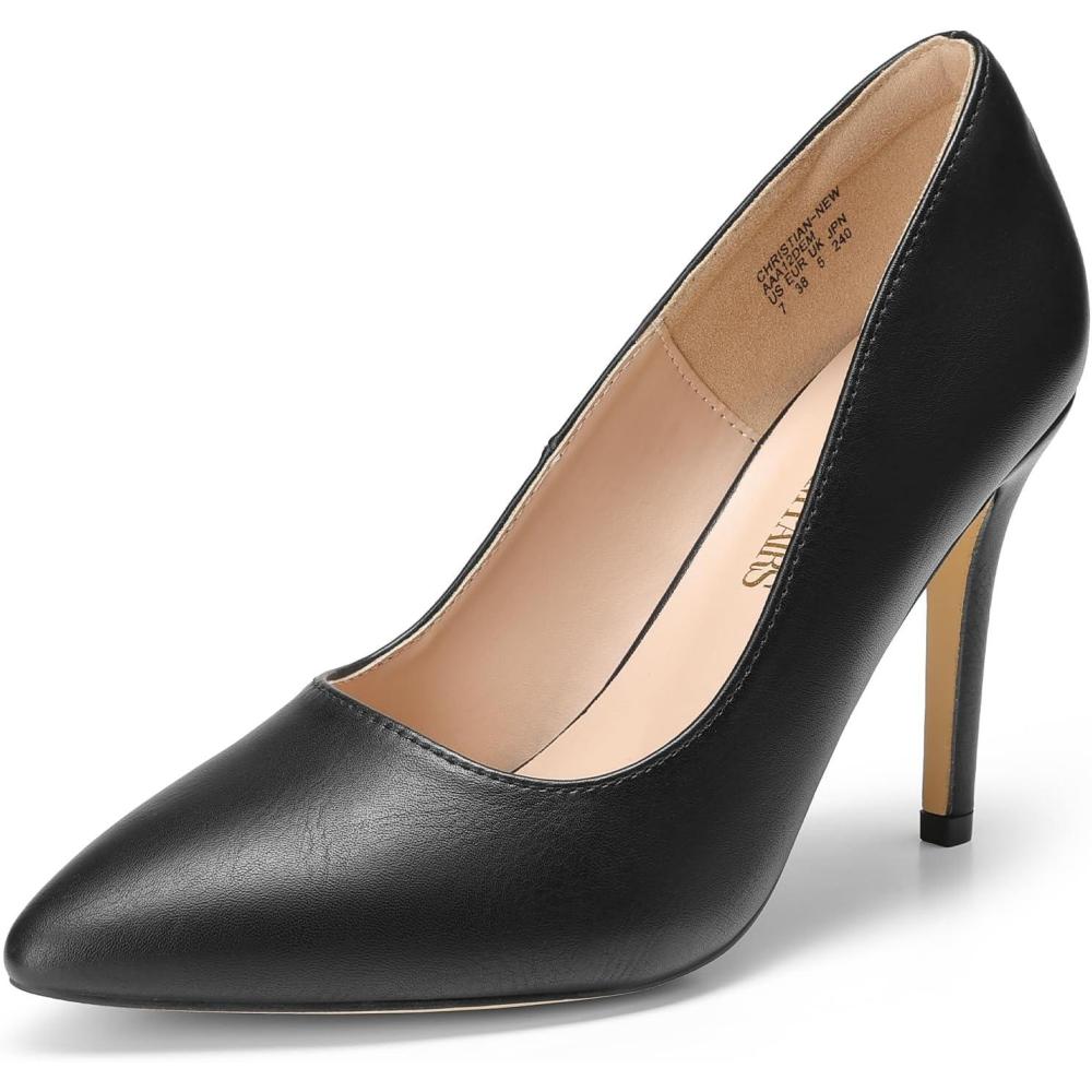imageDREAM PAIRS Womens Closed Toe High Heels Dress Pointed Toe Wedding Pump ShoesBlackPu