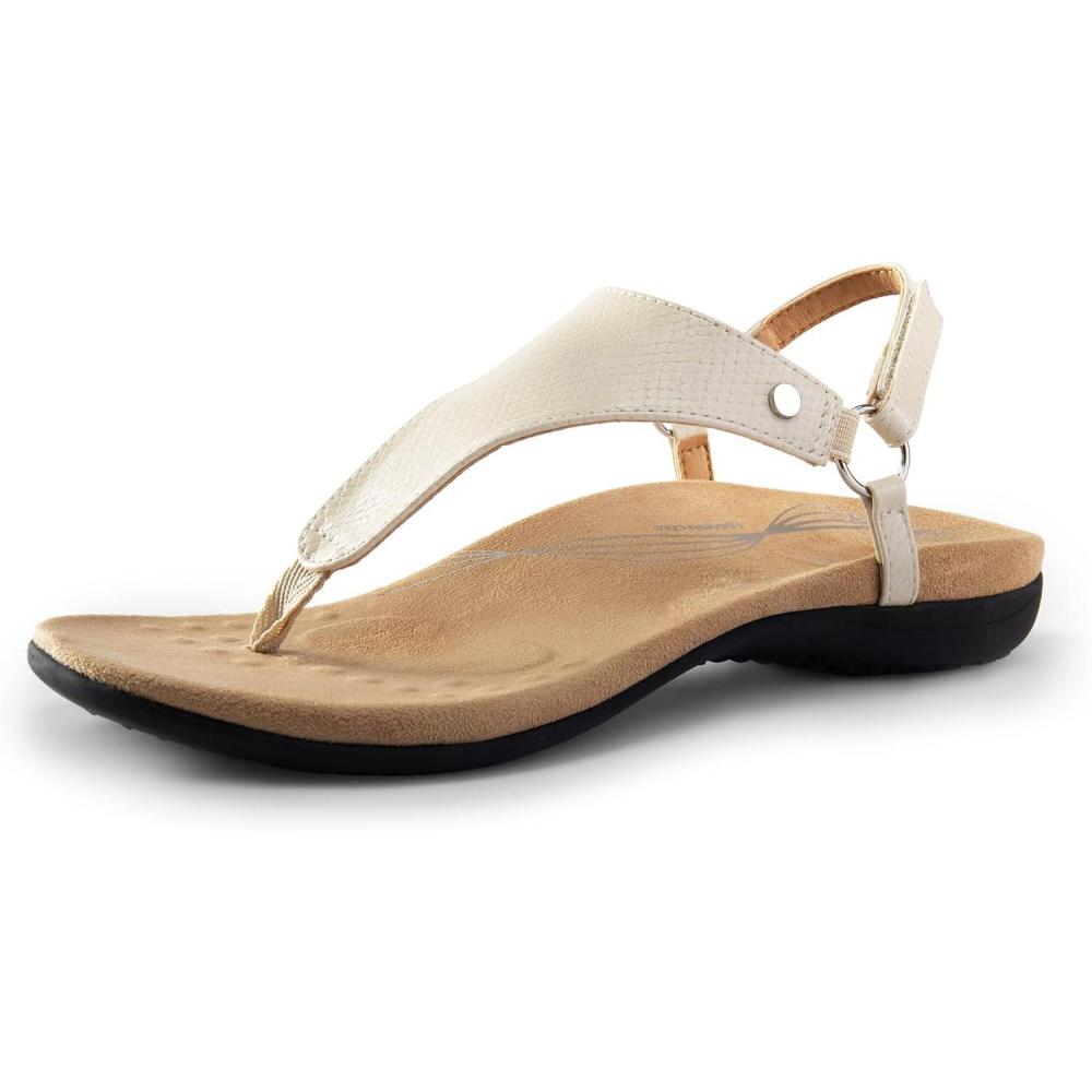 imageDREAM PAIRS Womens Flat Sandals Arch Support Orthopedic Comfortable Soft Cushion Summer TStrap Walking Thong SandalsNude