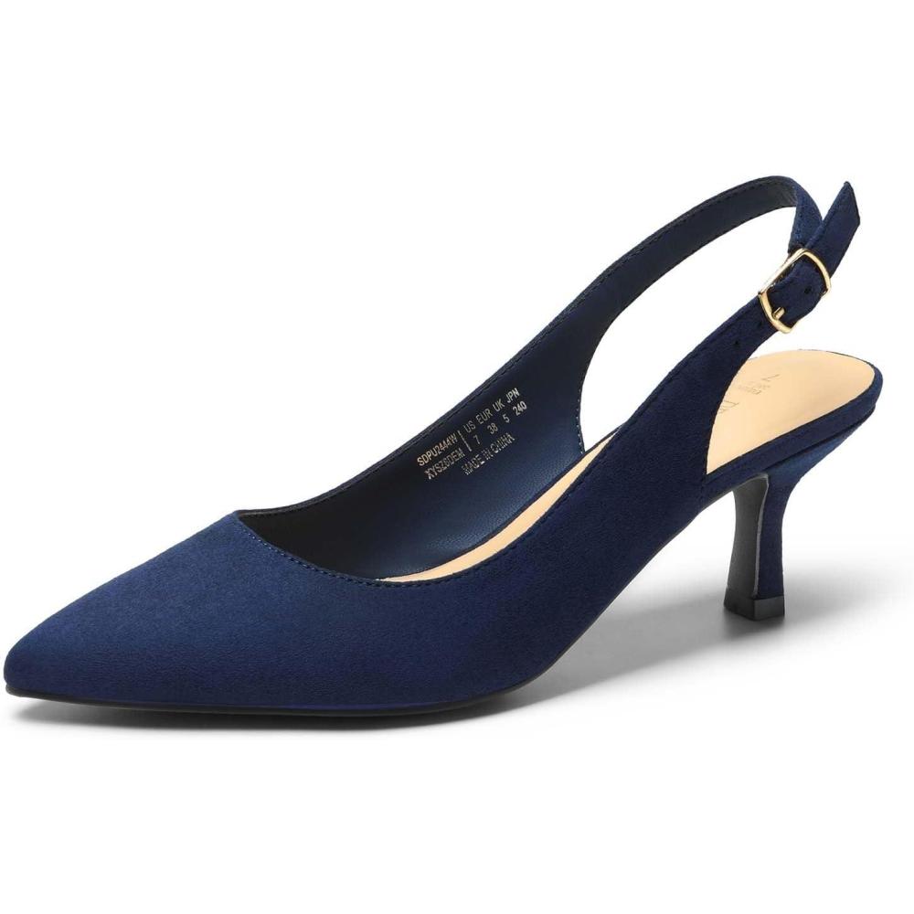 imageDREAM PAIRS Womens Kitten Heel Slingback Pointed Closed Toe Low Stiletto Heels Dress Bridal Elegant Wedding Pumps ShoesNavysuede