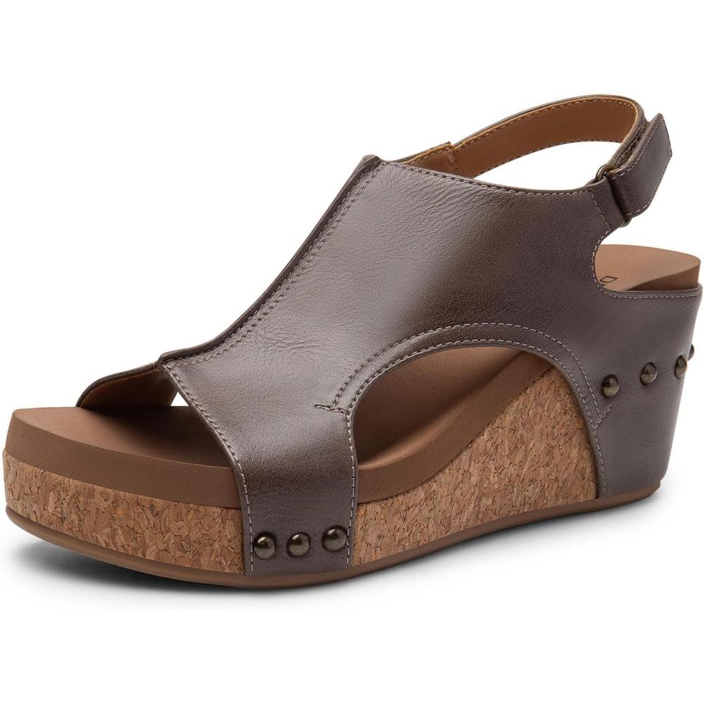 imageDREAM PAIRS Womens Platform Wedge Sandals Comfortable PeepToe Cork Casual ampamp Dressy Summer Lightweight Shoes for All Day WearBrown