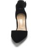 DREAM PAIRS ANNEE Pointed Toe Low Chunky Heels Pump Shoes(Black/Nubuck)