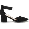 DREAM PAIRS ANNEE Pointed Toe Low Chunky Heels Pump Shoes(Black/Nubuck)