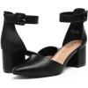 DREAM PAIRS ANNEE Pointed Toe Low Chunky Heels Pump Shoes(Black/Pu)