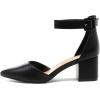 DREAM PAIRS ANNEE Pointed Toe Low Chunky Heels Pump Shoes(Black/Pu)