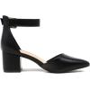 DREAM PAIRS ANNEE Pointed Toe Low Chunky Heels Pump Shoes(Black/Pu)
