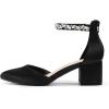 DREAM PAIRS ANNEE Pointed Toe Low Chunky Heels Pump Shoes(Black-rhinestone)