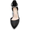 DREAM PAIRS ANNEE Pointed Toe Low Chunky Heels Pump Shoes(Black-rhinestone)