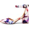 DREAM PAIRS ANNEE Pointed Toe Low Chunky Heels Pump Shoes(Floral)