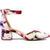 DREAM PAIRS ANNEE Pointed Toe Low Chunky Heels Pump Shoes(Floral)