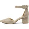 DREAM PAIRS ANNEE Pointed Toe Low Chunky Heels Pump Shoes(Gold/Glitter)