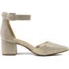 DREAM PAIRS ANNEE Pointed Toe Low Chunky Heels Pump Shoes(Gold/Glitter)