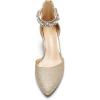 DREAM PAIRS ANNEE Pointed Toe Low Chunky Heels Pump Shoes(Gold-rhinestone)