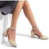DREAM PAIRS ANNEE Pointed Toe Low Chunky Heels Pump Shoes(Gold-rhinestone)
