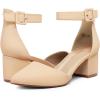DREAM PAIRS ANNEE Pointed Toe Low Chunky Heels Pump Shoes(Nude/Nubuck)