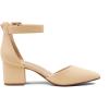 DREAM PAIRS ANNEE Pointed Toe Low Chunky Heels Pump Shoes(Nude/Nubuck)