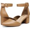 DREAM PAIRS ANNEE Pointed Toe Low Chunky Heels Pump Shoes(Nude/Pu)