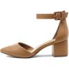 DREAM PAIRS ANNEE Pointed Toe Low Chunky Heels Pump Shoes(Nude/Pu)