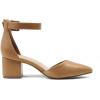 DREAM PAIRS ANNEE Pointed Toe Low Chunky Heels Pump Shoes(Nude/Pu)