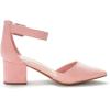 DREAM PAIRS ANNEE Pointed Toe Low Chunky Heels Pump Shoes(Pink/Suede)