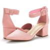 DREAM PAIRS ANNEE Pointed Toe Low Chunky Heels Pump Shoes(Pink/Suede)