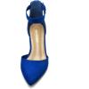 DREAM PAIRS ANNEE Pointed Toe Low Chunky Heels Pump Shoes(Royal/Blue)
