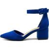 DREAM PAIRS ANNEE Pointed Toe Low Chunky Heels Pump Shoes(Royal/Blue)