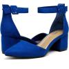 DREAM PAIRS ANNEE Pointed Toe Low Chunky Heels Pump Shoes(Royal/Blue)