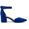 DREAM PAIRS ANNEE Pointed Toe Low Chunky Heels Pump Shoes(Royal/Blue)