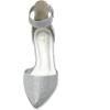 DREAM PAIRS ANNEE Pointed Toe Low Chunky Heels Pump Shoes(Silver/Glitter)