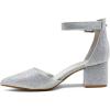 DREAM PAIRS ANNEE Pointed Toe Low Chunky Heels Pump Shoes(Silver/Glitter)