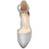 DREAM PAIRS ANNEE Pointed Toe Low Chunky Heels Pump Shoes(Silver-rhinestone)