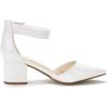 DREAM PAIRS ANNEE Pointed Toe Low Chunky Heels Pump Shoes(White/Pu)