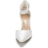 DREAM PAIRS ANNEE Pointed Toe Low Chunky Heels Pump Shoes(White/Pu)
