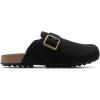 DREAM PAIRS Clogs for Women Suede Mules Wide Toe Shoes Wide Width Slip On Comfortable Clogs with Lightweight Soft Footbed, Anti-Slip Outsole, Arch Support(Black)