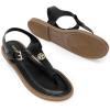 DREAM PAIRS Dressy T-Strap Flat Thong Sandals for Women Comfort Roman Gladiator Casual Summer Beach Flip Flop Shoes with Adjustable Back Ankle Strap(All Black)