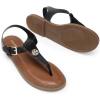 DREAM PAIRS Dressy T-Strap Flat Thong Sandals for Women Comfort Roman Gladiator Casual Summer Beach Flip Flop Shoes with Adjustable Back Ankle Strap(Black)