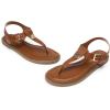 DREAM PAIRS Dressy T-Strap Flat Thong Sandals for Women Comfort Roman Gladiator Casual Summer Beach Flip Flop Shoes with Adjustable Back Ankle Strap(Brown)